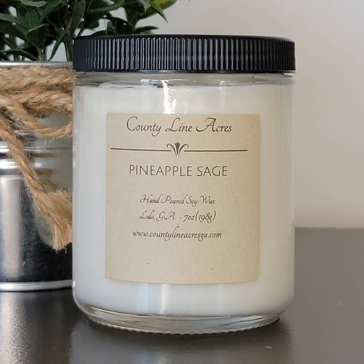 Ananas salvia 7oz soja vax ljus för wholesale av County Line Acres