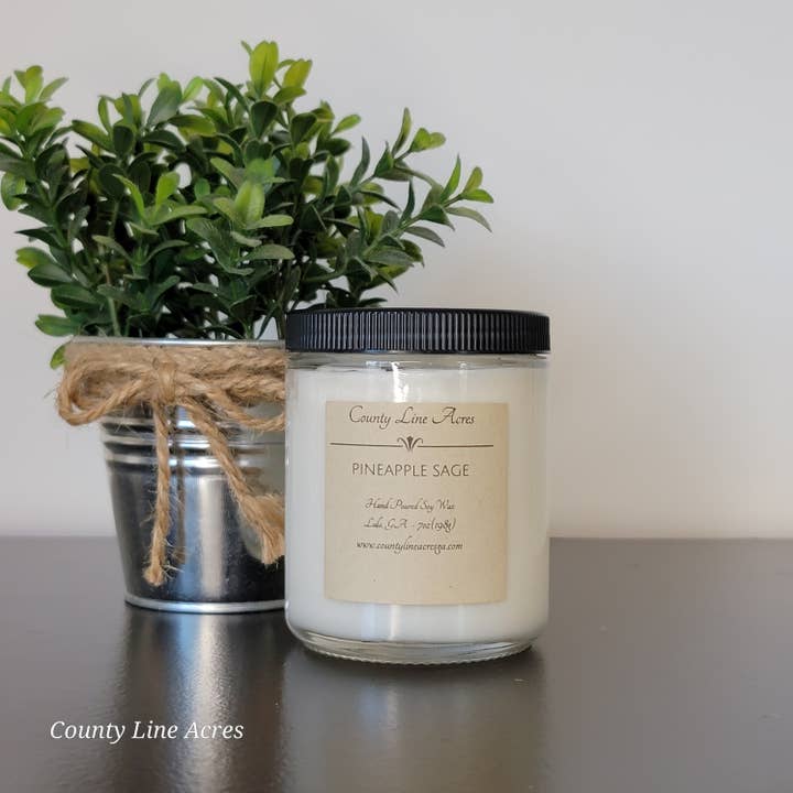 Pineapple Sage 7oz Soy Wax Candle for wholesale by County Line Acres