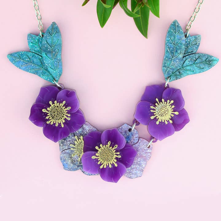 Hellebore Purple Necklace for wholesale by Little Moose