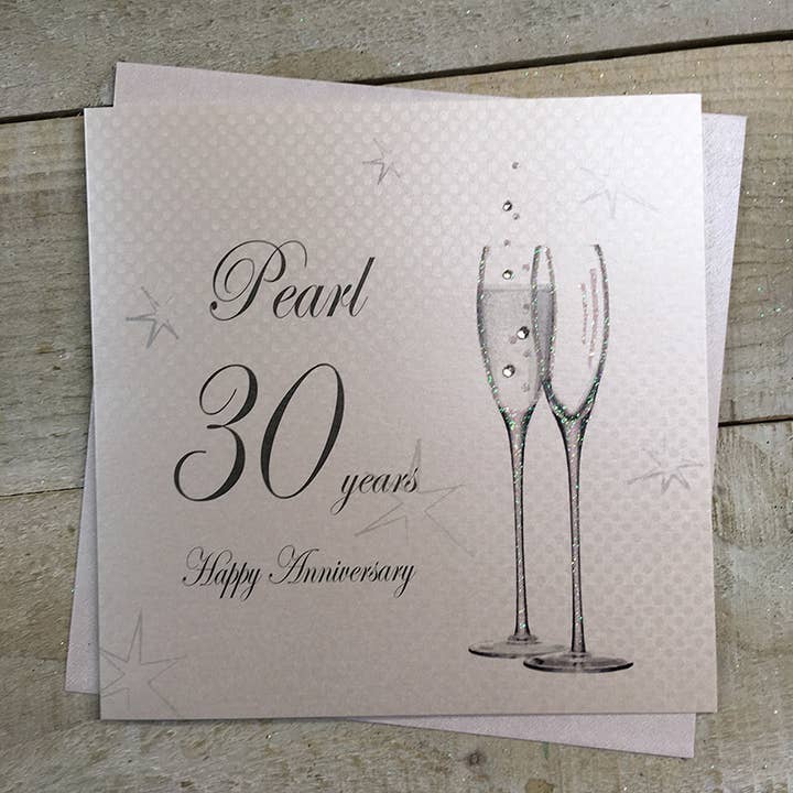 White Cotton Cards - Wholesale Anniversary Card - 30- Pearl Anniversary Flutes (BD130)