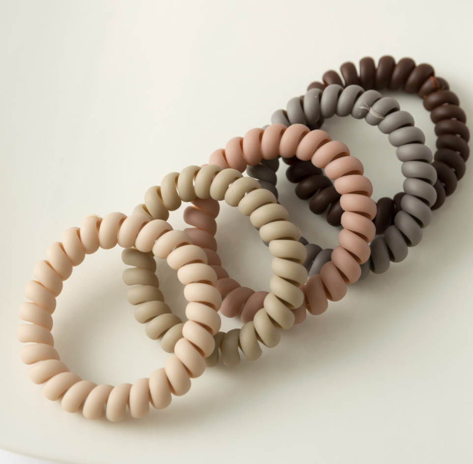 XO Fashion - Wholesale Hair Tie - O3005 Frosted Large Telephone Cord Hair Tie Multi Set 2/unit6