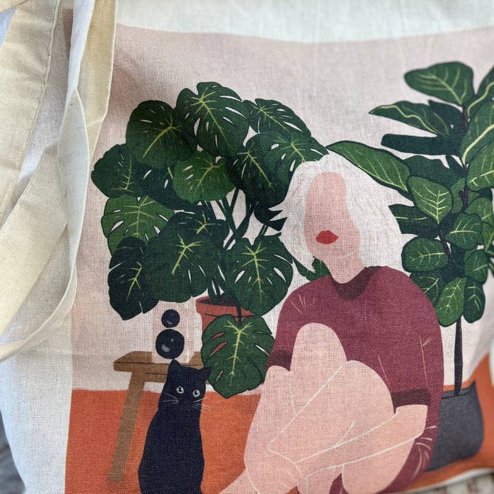 plantyintroverts – wholesale Bärkasse - Dam – Tygväska - Plantlady, Monstera, Fol Tree, Kattväska3