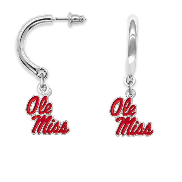 Ole Miss Rebels Tilly Curved Earrings for wholesale by From The Heart