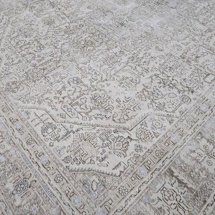 Oversized Neutral Oushak Rug: Vintage Turkish Wool Carpet (9.35x12.30 ft) for wholesale by MesopotamiaRugs