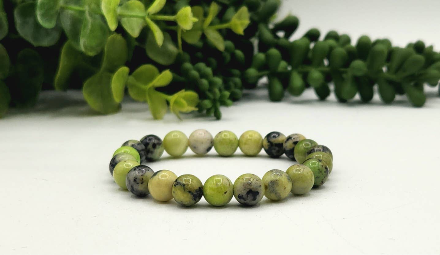 Meraki Gemstones - Wholesale Beaded Bracelet - Serpentine 8mm Stretchable Gemstone Bracelet-7.5"Long