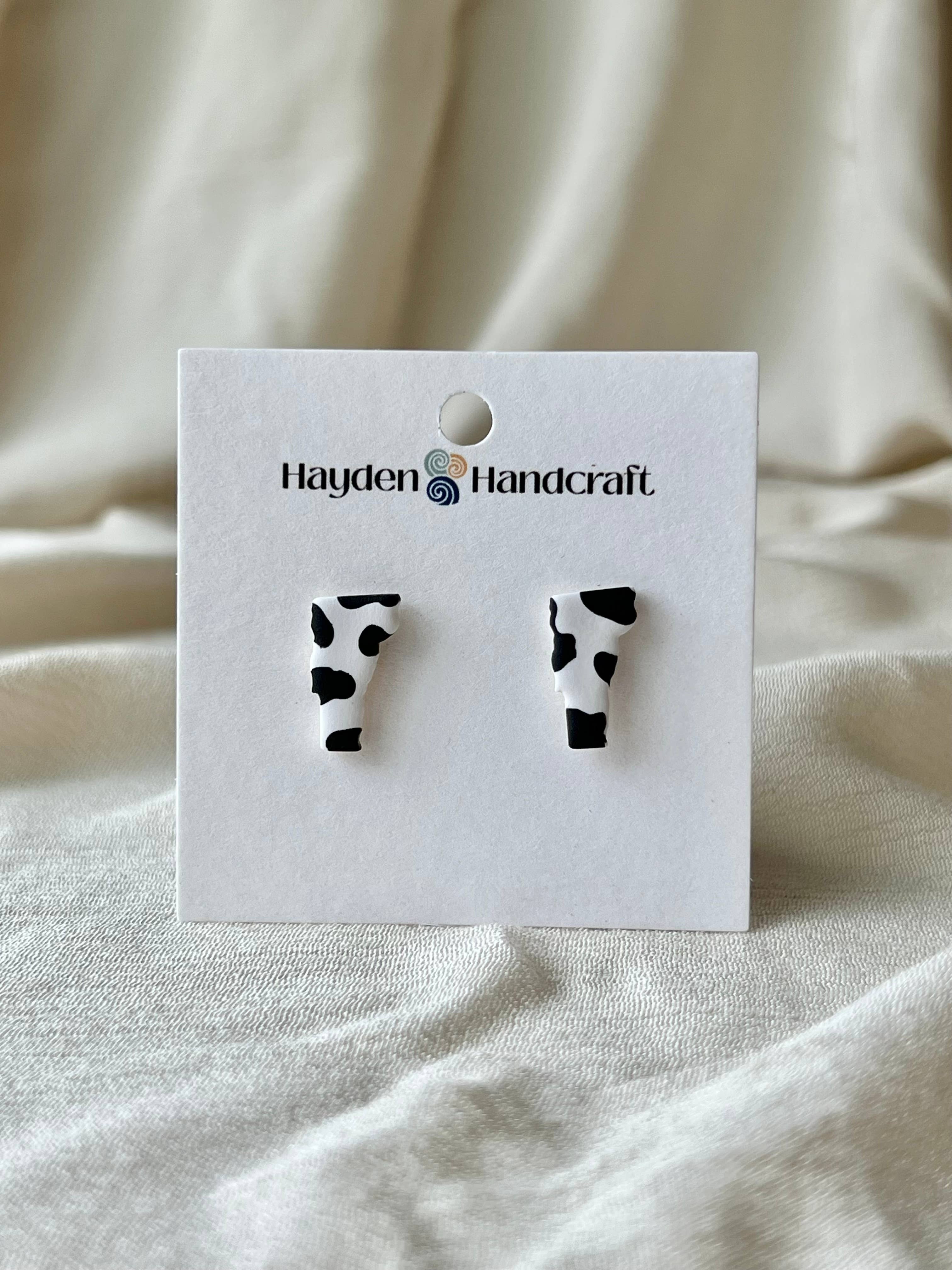 Hayden Handcraft - Wholesale Stud/Post Earrings - Cow Print Vermont Studs3