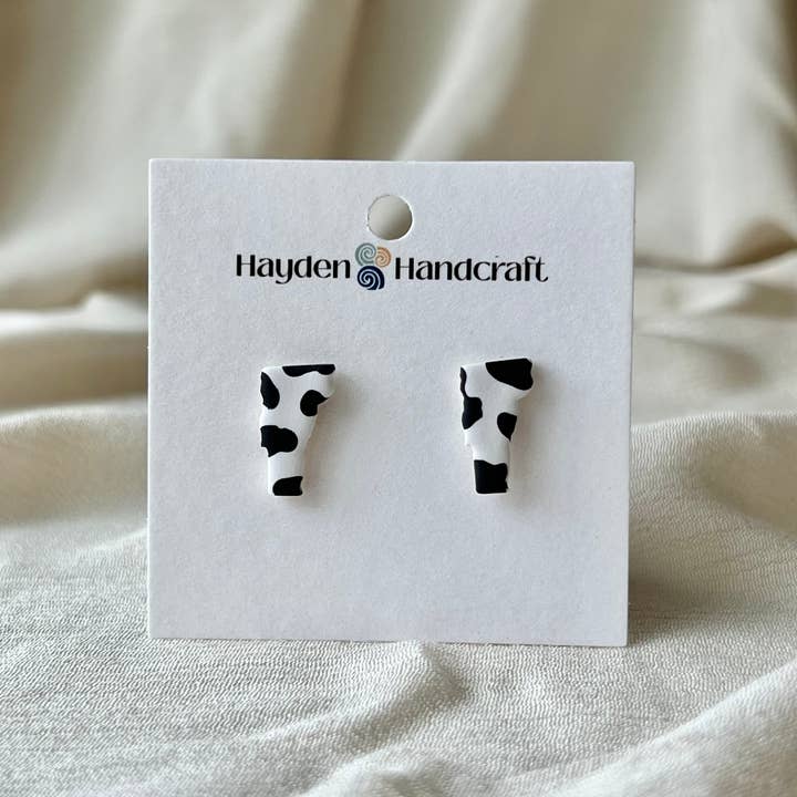 Hayden Handcraft - Wholesale Stud/Post Earrings - Cow Print Vermont Studs3