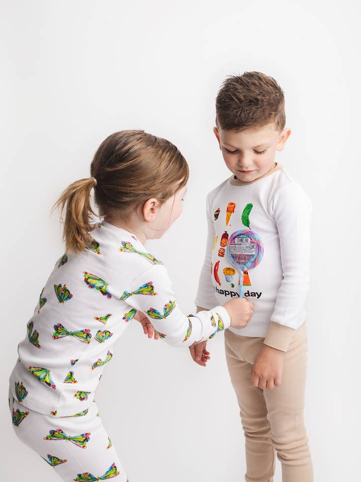 L'ovedbaby - Vendita all'ingrosso Completo pigiama - Bambini - Set Pigiama a Maniche Lunghe per Bambini in Cotone Biologico in Happy Day