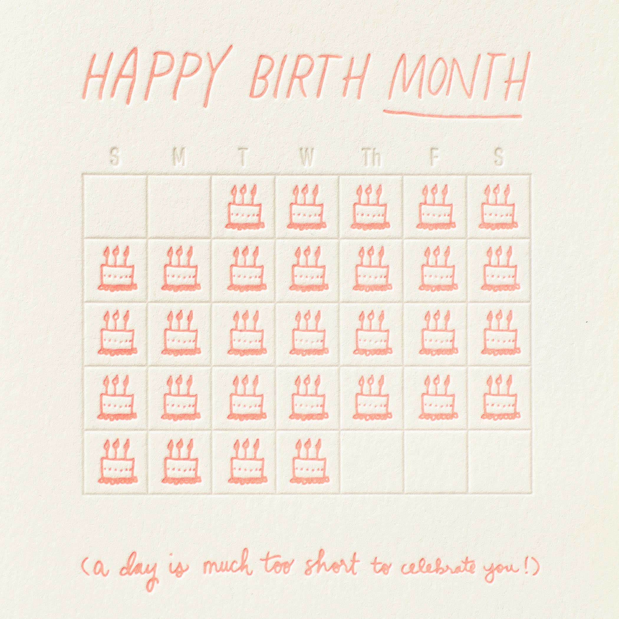 Shorthand Press - Wholesale Birthday Card - Happy Birth Month - Letterpress Greeting Card2