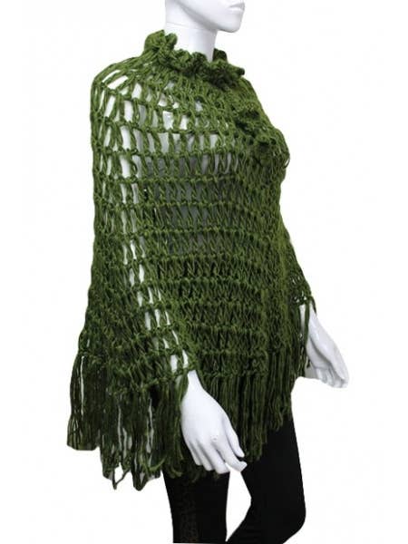 Cap Zone - Wholesale Poncho - Women's - Crochet Cage Hand Knit Poncho1