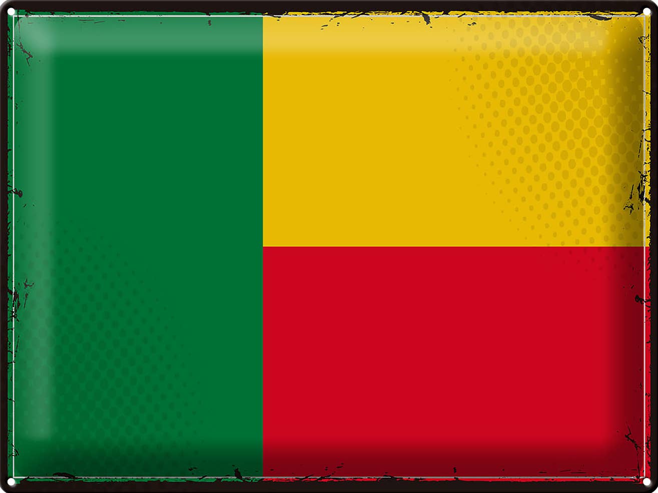 Femer - Wholesale Sign - Benin Flag of Benin 40 x 30 cm Retro Flag of Benin Tin Sign0