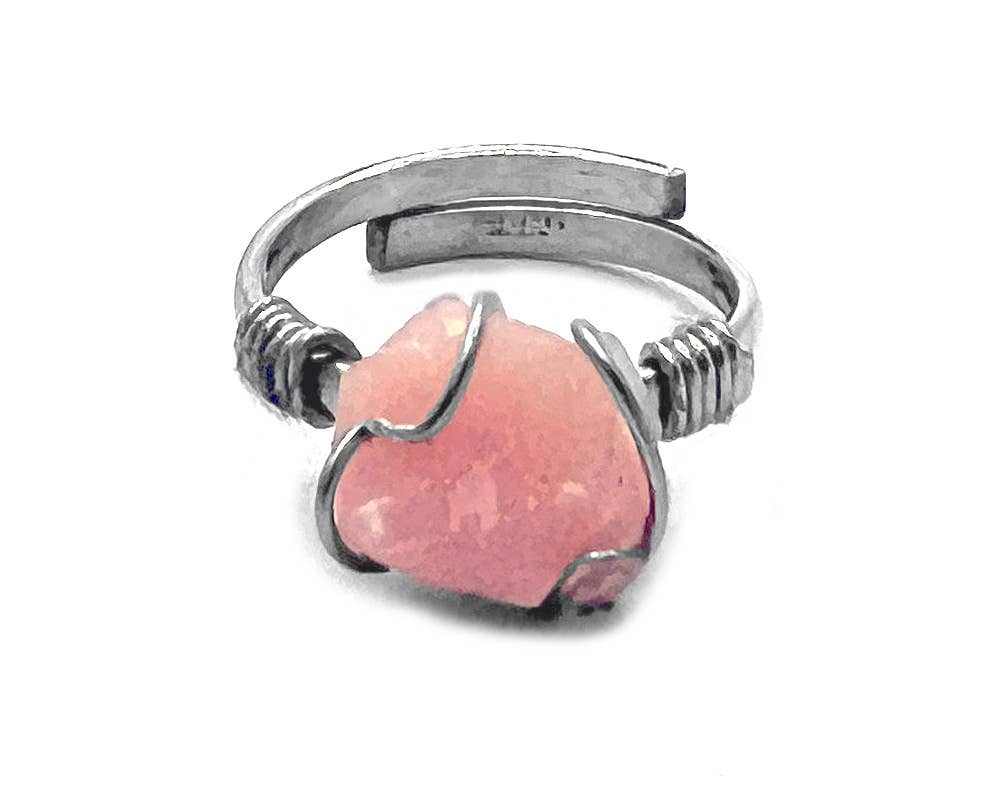 Pichincha - Wholesale Cocktail/Statement Ring - Wire Wrapped Raw Stone Adjustable Metal Ring4