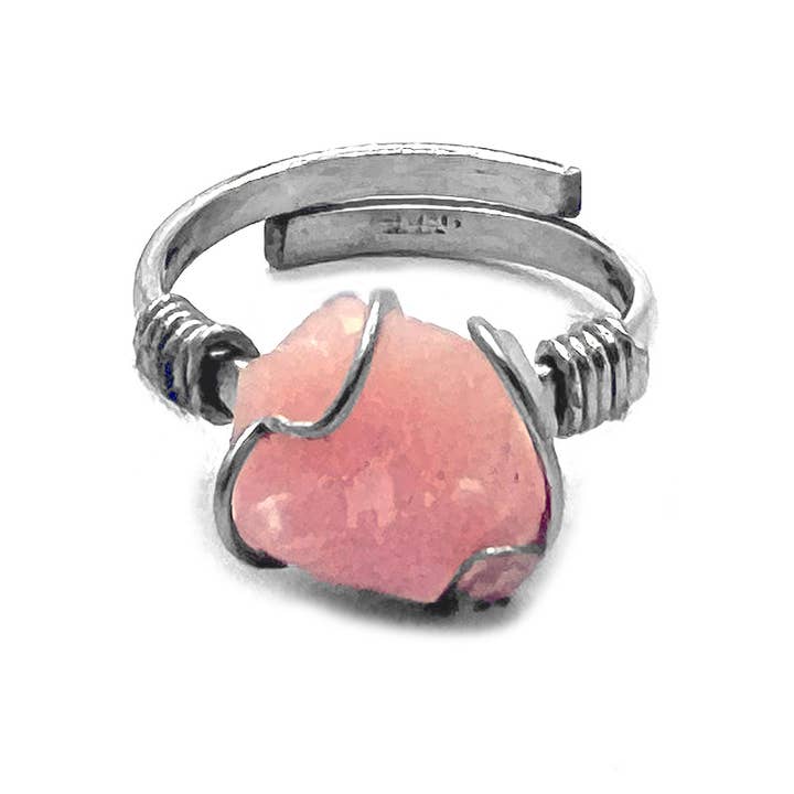 Pichincha - Wholesale Cocktail/Statement Ring - Wire Wrapped Raw Stone Adjustable Metal Ring4