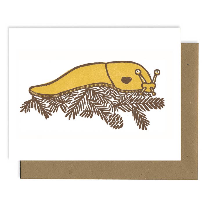BIGLIETTO LETTERPRESS Banana Slug per la vendita all'ingrosso da parte di Lynn-oleum