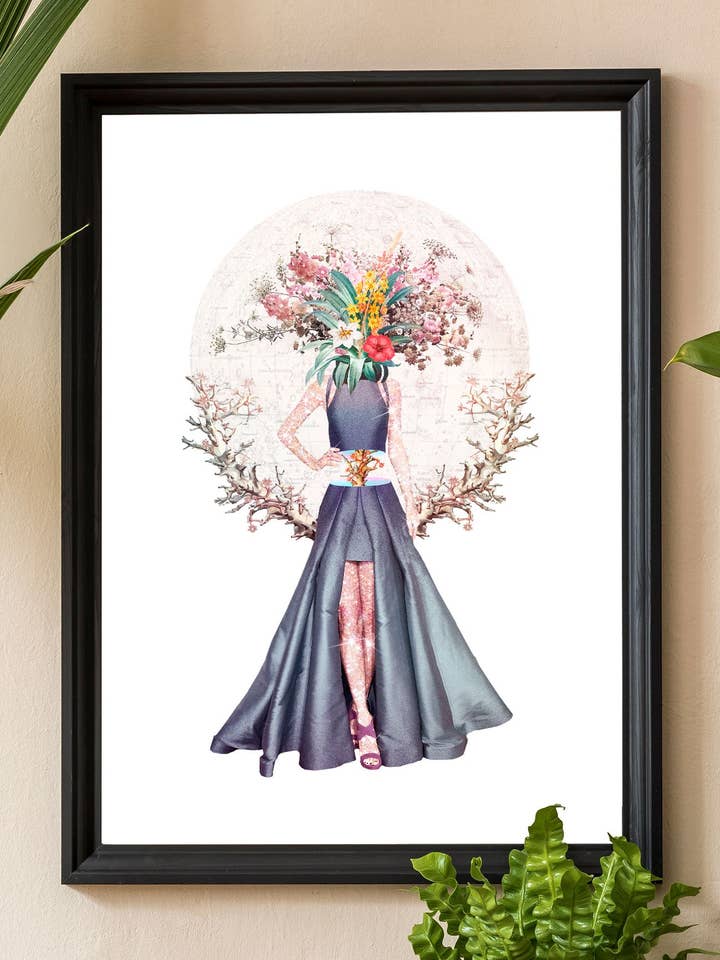 Lady Flower No3 Arte de Colagem de Flores por atacado de The Underdog Print Shop