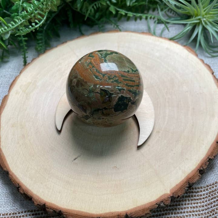 Copper Ashes - Wholesale Decorative Tabletop Object - Wooden Moon Sphere Stand1