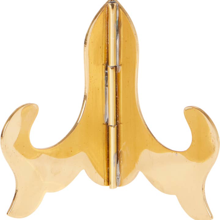 Bard's - Wholesale Plate Hanger - Bard's Hinged Brass Plate Stand, 3" H x 3.25" W x 2.5" D