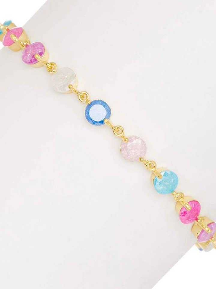 Silver Tennis Bracelet 925 Sterling Bolo Adjustable Gold Plated Multi Color Gemstone Bracelet, Exceptional Tennis Bracelet CZ Gift Boxed for wholesale by Dynasty Gold Jewelers, Inc.