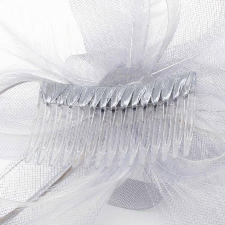 Topkids Accessories - Wholesale Fascinator Hat - Women's - Looped Net Fascinator Feather Comb Fascinator Fascinator Hair Slide Fascinators Wedding Hats Royal Ascot Hat On Clear Comb For Women, Ladies, Girls