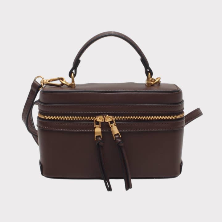 Small box bag, with two-sided zip, shoulder strap, wrist strap for wholesale by BESTINI