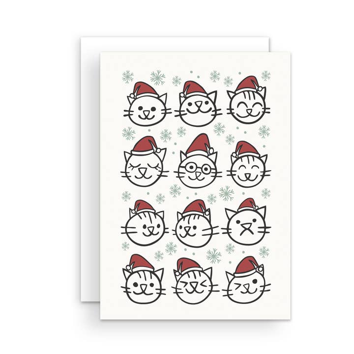 Carte de vœux de Noël avec des chats pour la vente par The Handcrafted Story