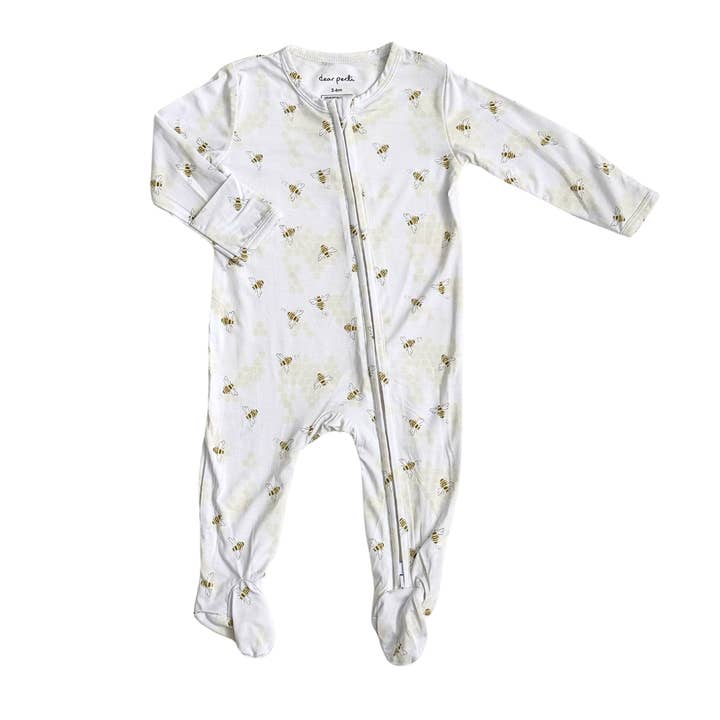 Footie rompertje met ritssluiting voor baby's van bamboe - Busy Bees voor wholesale door Dear Perli