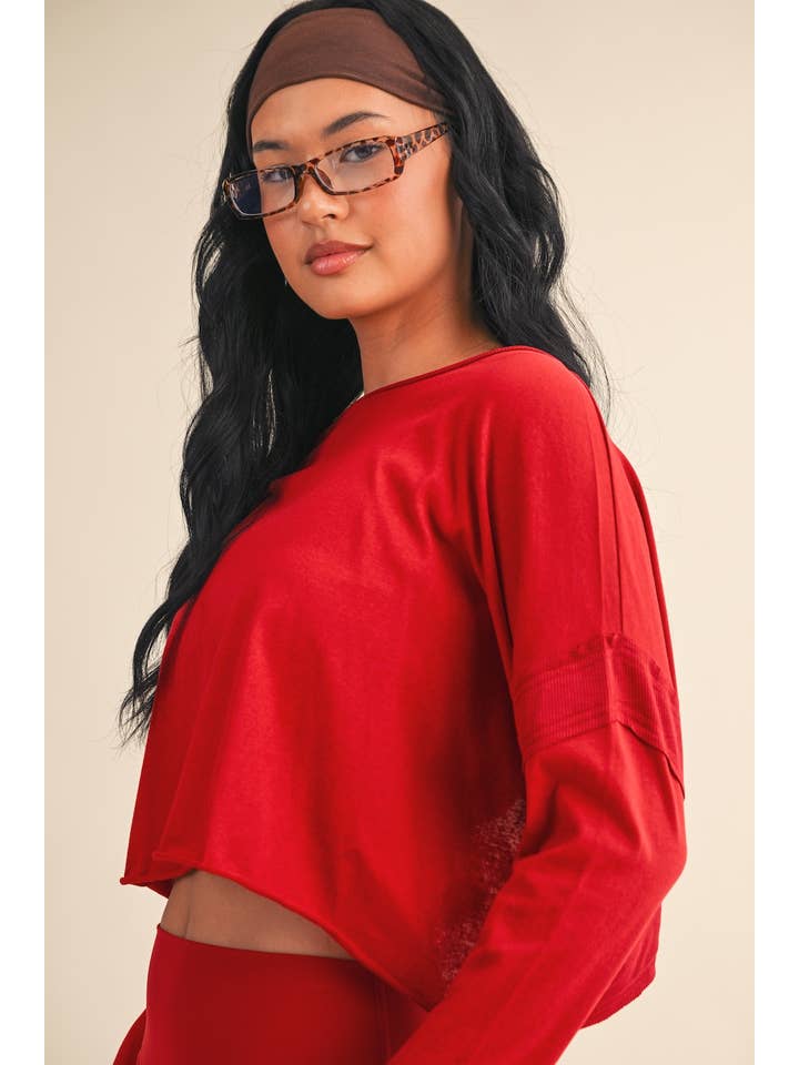 KIMBERLY C - Wholesale Athletic Top - Women's - Cotton Slub Cutout Back Long Sleeve Layering Top23