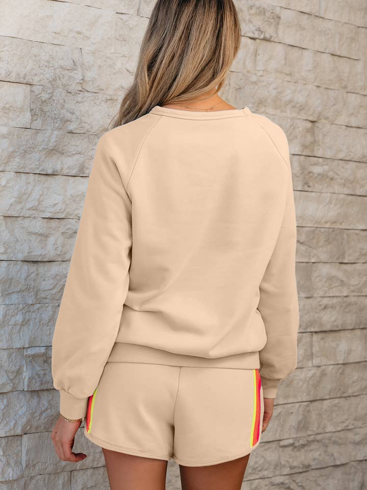 Babs + Birdie - Wholesale Lounge Set - Women's - Kenzie | Stripe Pullover and Shorts Two Piece Casual Set6