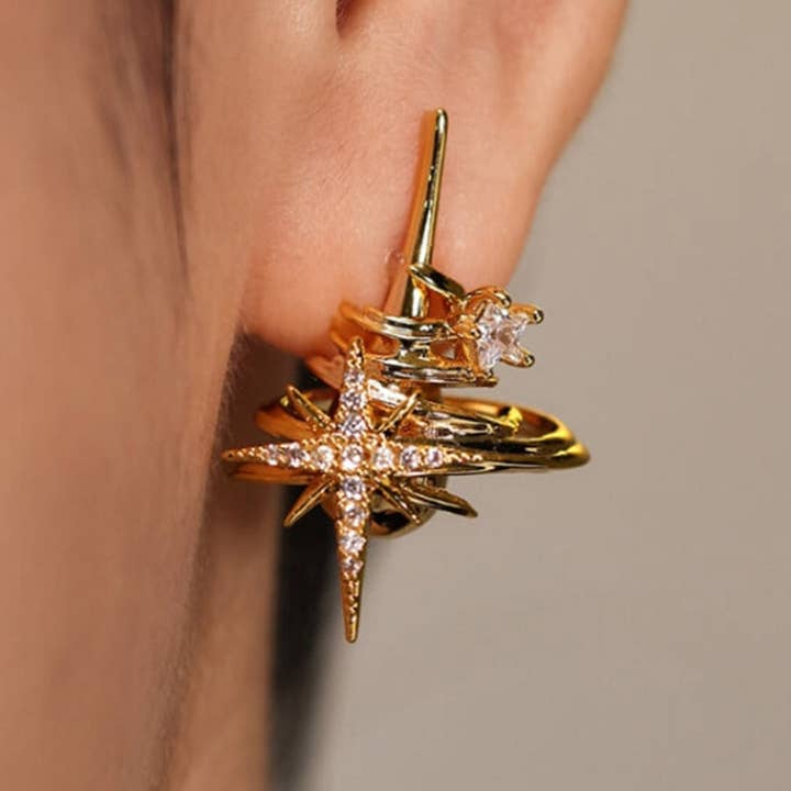 Dipped Shop - Wholesale Dangle Earrings - 3D Starburst Galaxy Cubic Dangle Stud Earrings DP25B799