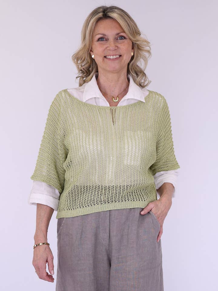 Cadenza Italy Ltd - Vente Tunique – femme - Tunique en maille lâche mélangée coton avec points décoratifs7