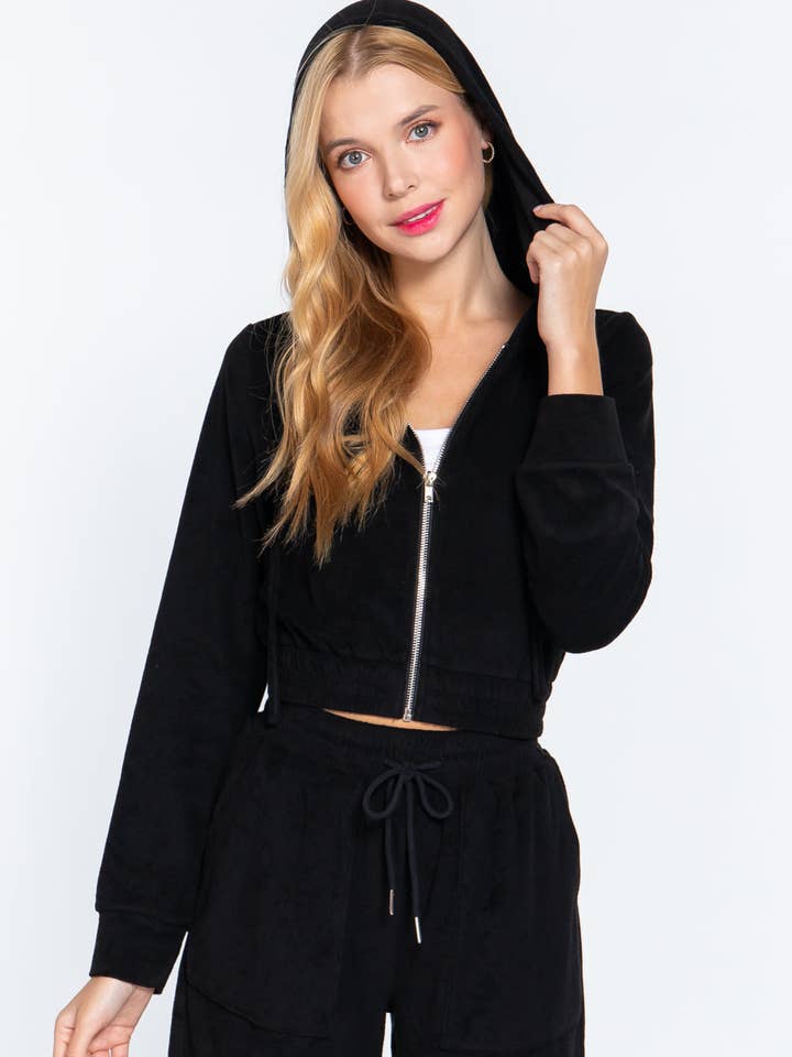 CC Wholesale Clothing - Wholesale Jacket - Women's - Hoodie Terry Towelling Jacket0