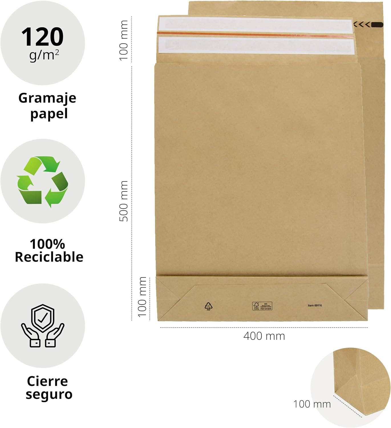 MEDEL OFFICE - Wholesale Gift Bag - Kraft Double Strip Silicone 3 Bellows Envelopes for Shipping1