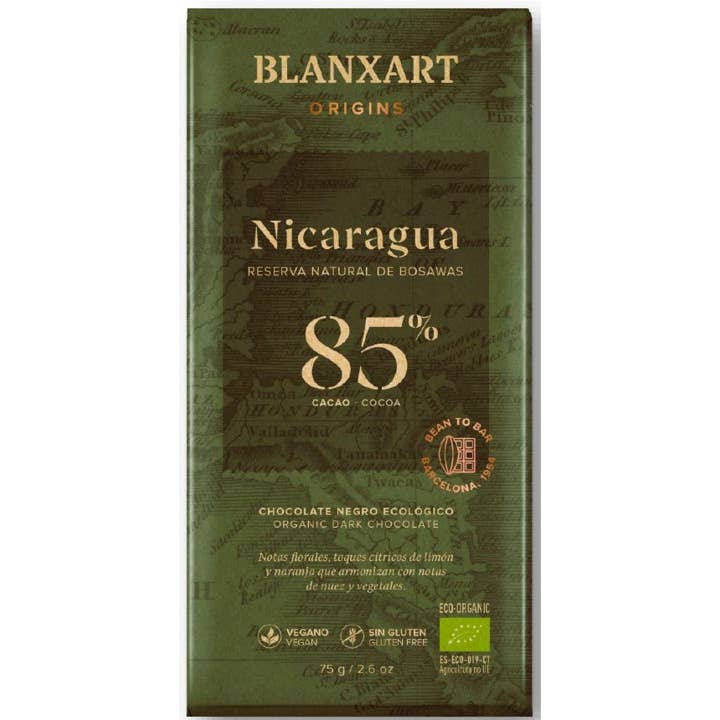 Eat Spain - Venta al por mayor Chocolate - Blanxart Organic Dark Chocolate Single Origin Nicaragua 85%