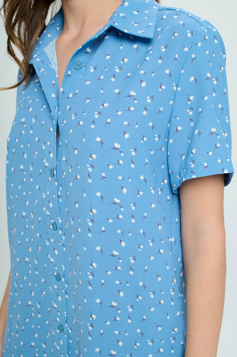 SM WARDROBE - Wholesale Dress - Women's - SNOWDROPS FLOWER PRINT DRESS BLUE5