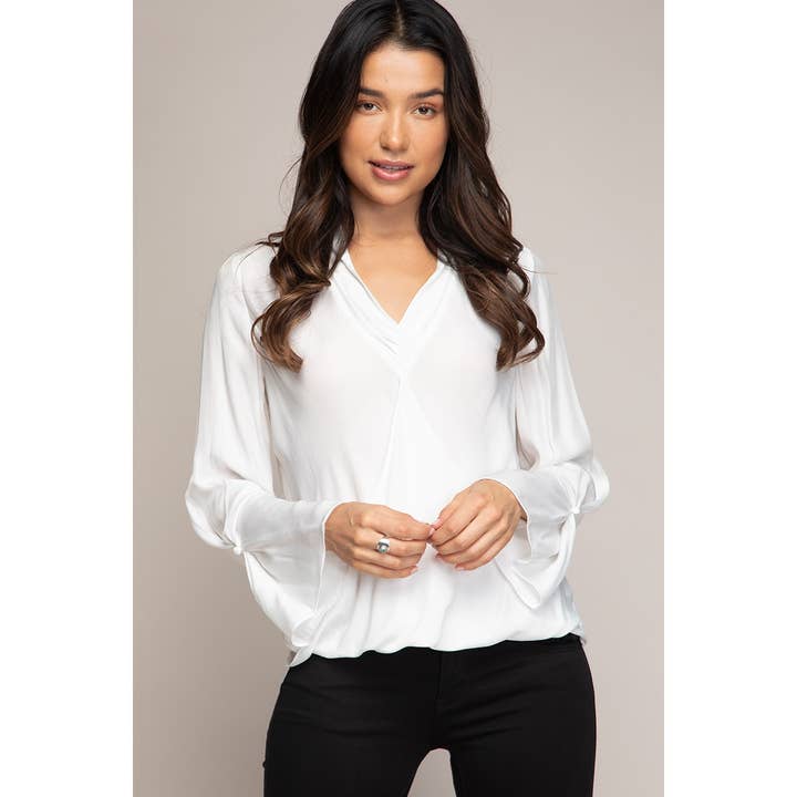 Naked Zebra Rack - Wholesale Blouse - Women's - Surplice Twisted Detail Long Sleeve Blouse10