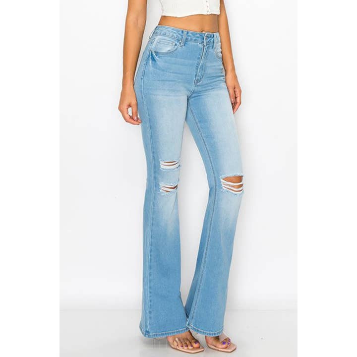Timeless – wholesale Jeans – Women’s – DESTRUCTED FLARE DENIM JEANS PANTS6