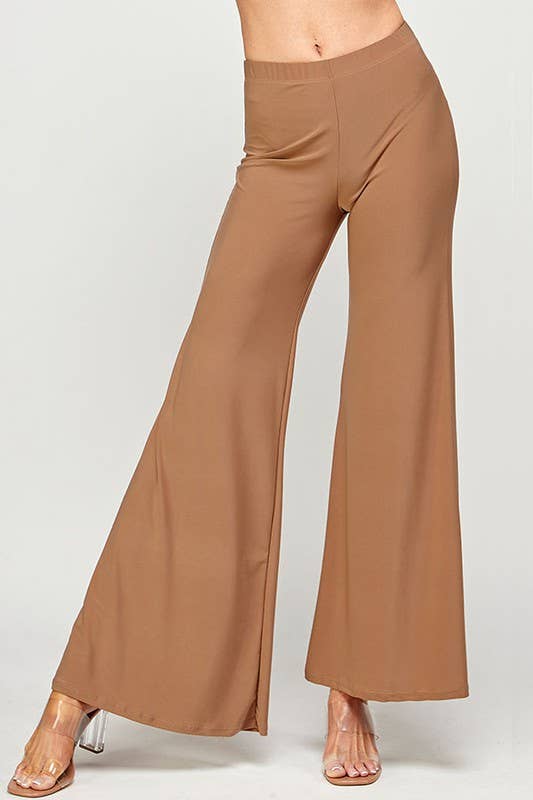 Pink Irene Wholesale - Wholesale Pants - Women's - Plus Size Elastic Waist Wide Leg Solid Pants3