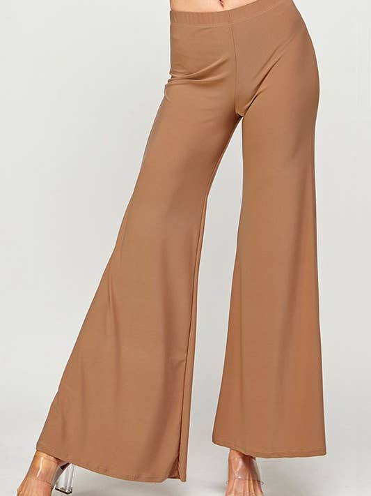 Pink Irene Wholesale - Wholesale Pants - Women's - Plus Size Elastic Waist Wide Leg Solid Pants3