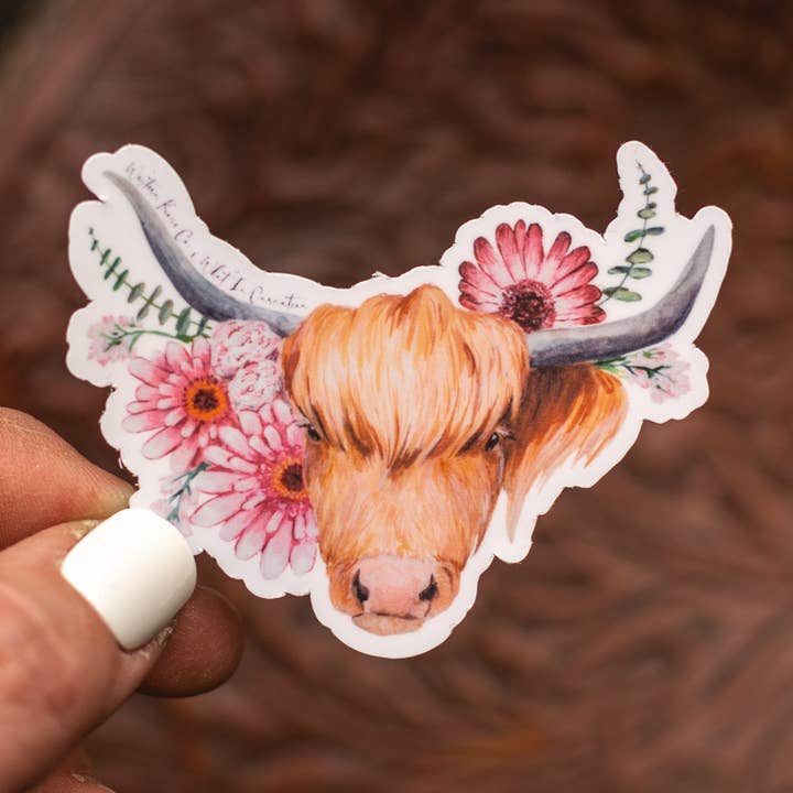 Highland Gal - Water Resistant Sticker for wholesale by Western Rose Studios