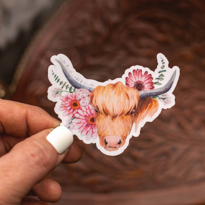 Highland Gal - Autocollant résistant à l'eau pour la vente par Western Rose Studios