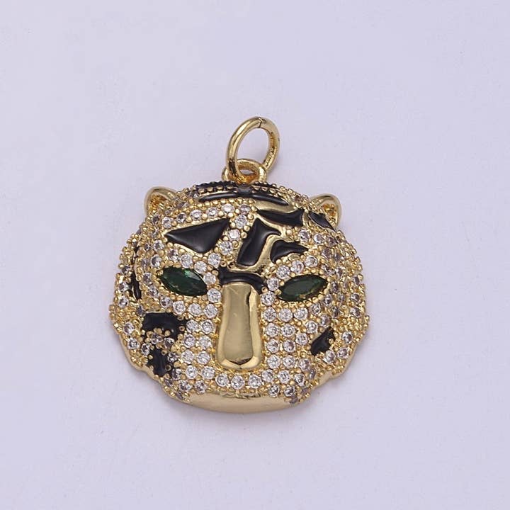 14k Gold Filled Panther Pendant Leopard Animal Head Charm DIY Necklace Bracelet Jewelry Making Supplies W-191 for wholesale by Aim Eternal