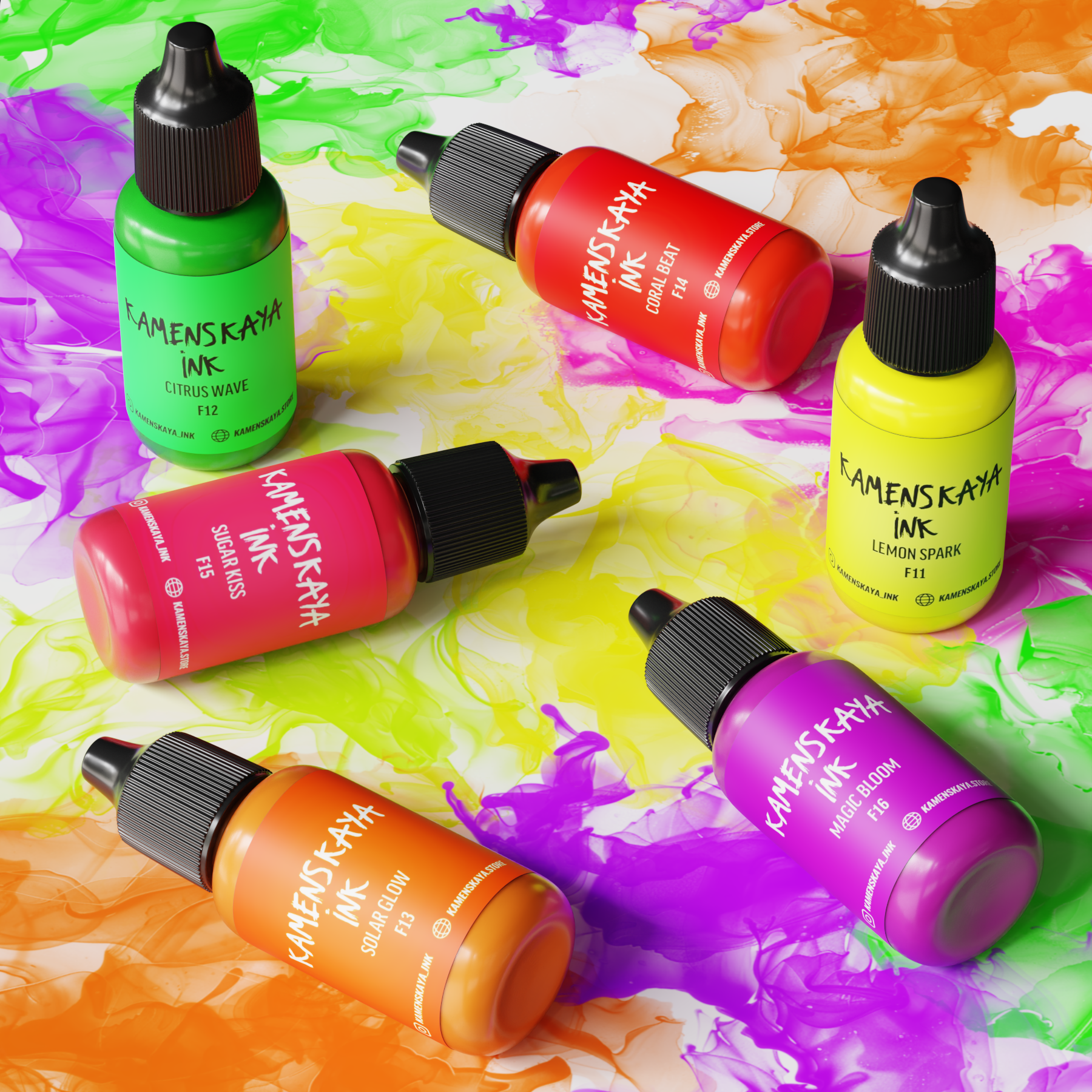 KAMENSKAYA – material para artesanato por atacado – Tinta de Álcool Neon F-15 "Beijo Doce"2