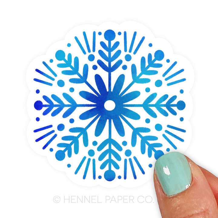 Sticker - Blue Snowflake for wholesale by Hennel Paper Co.