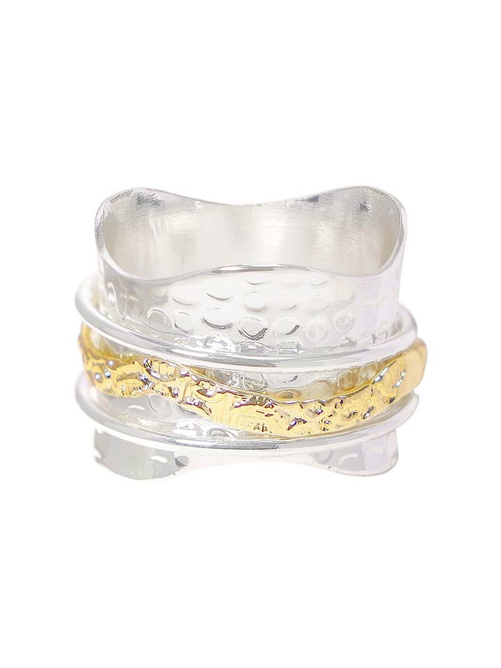 Hammered Wave Band Spinner Ring - SF for wholesale by Zoey Simmons