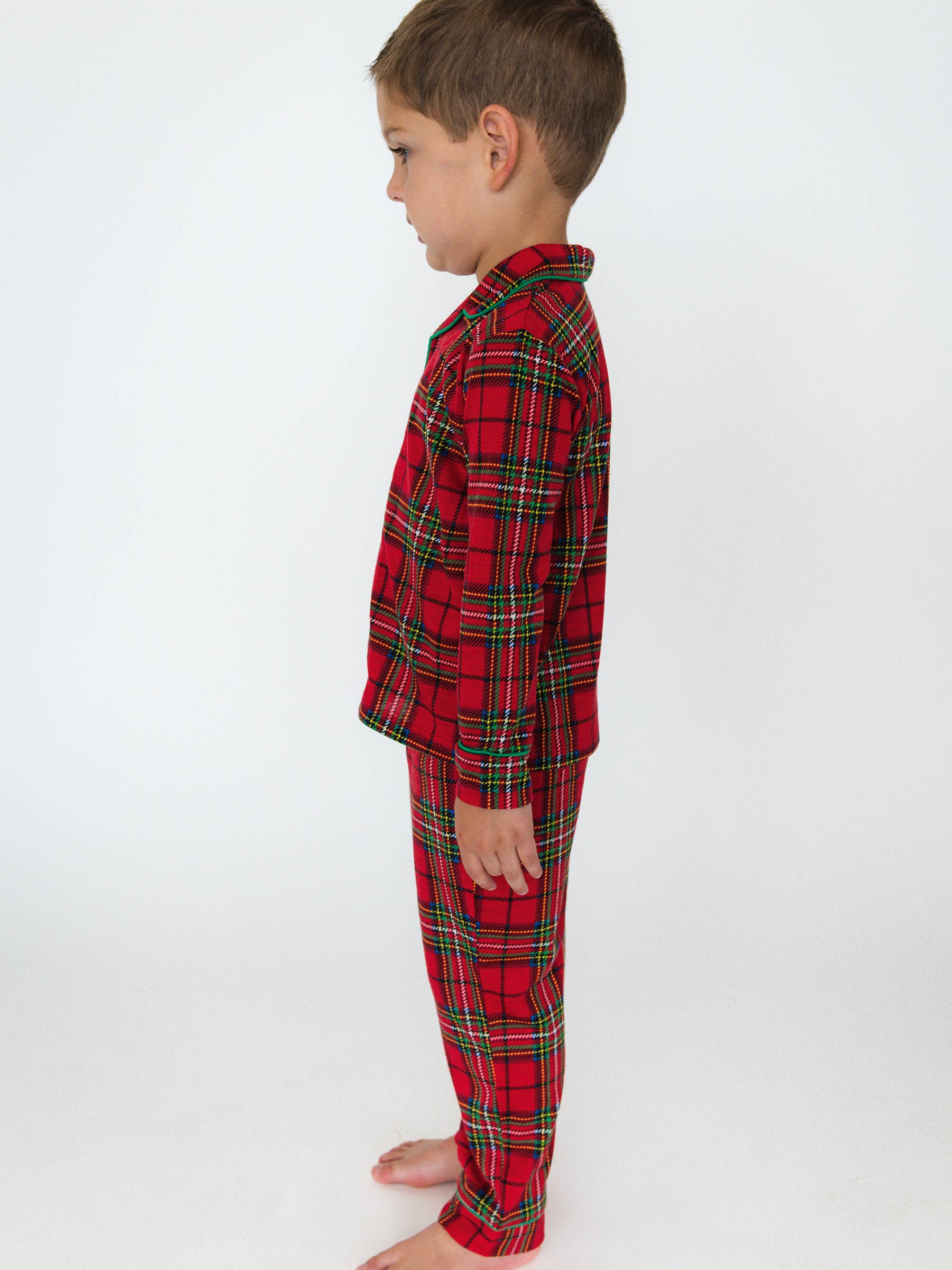 Rood SoftSnooze™ Jongens Rode Nicholas Ruitjes Lange Mouwen Knoopsluiting Pyjama Set voor groothandel op Faire2
