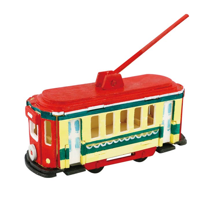 Hands Craft - Wholesale Puzzle - Kids - 3D Wooden Puzzle with Paint Kit: Trolley