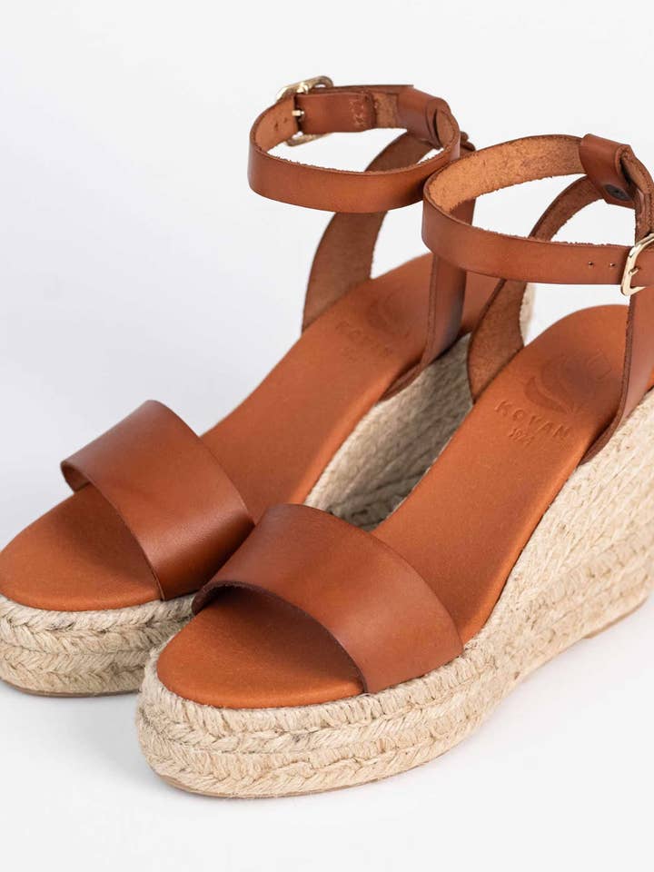 MALTA LEATHER - Espadrille met sleehak van jute voor wholesale door Kovan 1924