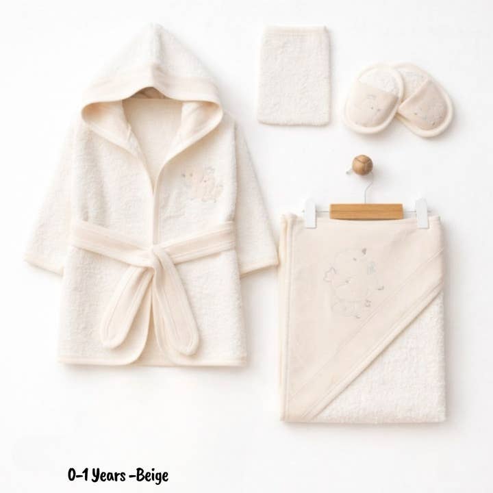 Unisex Baby Duck Hooded Bathrobe Set 0–12 Months | 4-Piece for wholesale by Omnis Pura