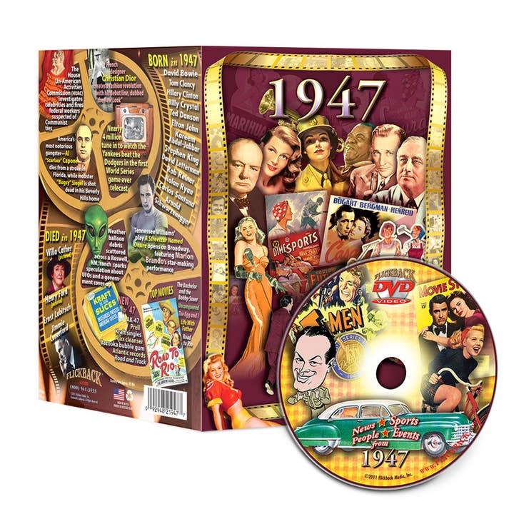 Biglietto di auguri video Flickback DVD del 1947: regalo di compleanno o anniversario per la vendita all'ingrosso da parte di Flickback