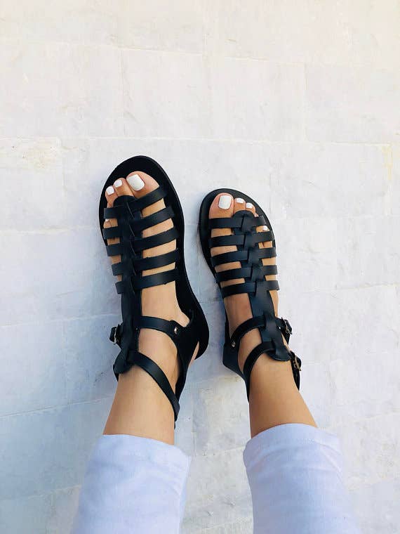 Christina Christi - Wholesale Sandals - Women's - Gladiator Leather Sandals, Greek Sandals, Black Sandals3